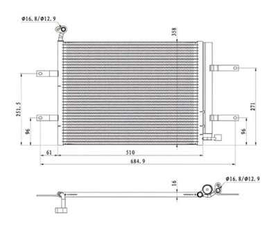 Конденсер кондиціонера КОНДЕНСЕР SKODA FABIA 99-, VW POLO 01- -ua PROFIT 9550C1