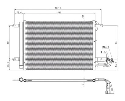 Конденсер кондиціонера КОНДЕНСЕР SKODA OCTAVIA 04-, VW GOLF V 03- PROFIT 9558C1