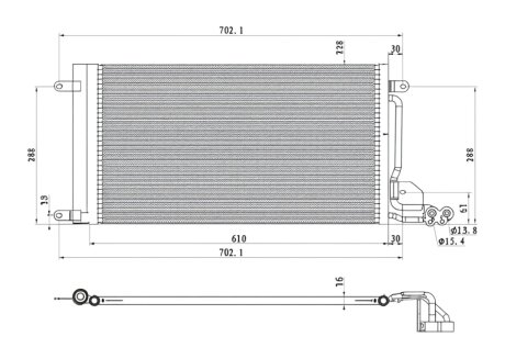 Конденсер кондиціонера КОНДЕНСЕР SKODA FABIA 2010-. ROOMSTER. RAPID 2012-. SEAT IBIZA 08-. TOLEDO 2012- -ua PROFIT 9575C1