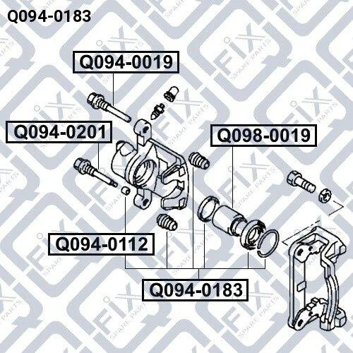 Ремкомплект супорта гальмівного заднього Mitsubishi Pajero II V14W-V55W 1991-2004 Q-fix Q0940183 (фото 1)