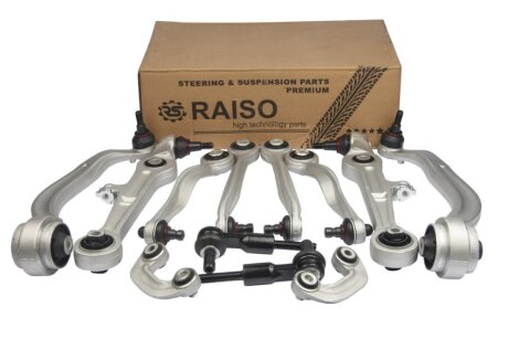 Комплект рычагов подвески передней на Audi A4 B6, B7 01- (с тонким пальцем, конус 16мм)) RAISO RL8E0498KIT