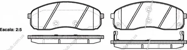 Колодки гальмівні дискові ПЕРЕДН KIA CARNIVAL 2.5 V6,2.9 CRDI 01-06,PREGIO 2.5 TCI 03- -ua REMSA 1244.02 (фото 1)