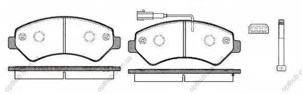Колодки гальмівні дискові ПЕРЕДН CITROEN JUMPER 2.2 3.0 06-,FIAT DUCATO 06-,PEUGEOT BOXER 06- -ua REMSA 1275.12 (фото 1)
