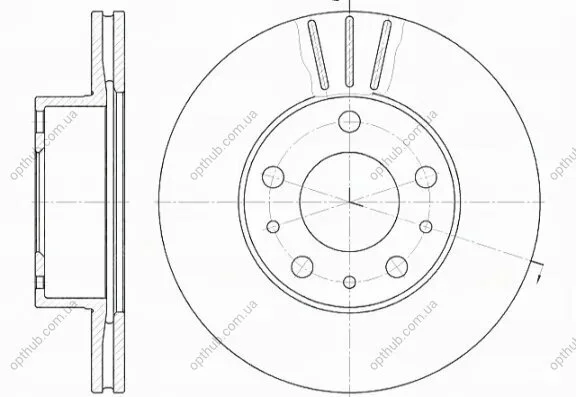 Диск гальмівний CITROEN, FIAT, PEUGEOT, передн., вент. (вир-во) REMSA 6476.10 (фото 1)
