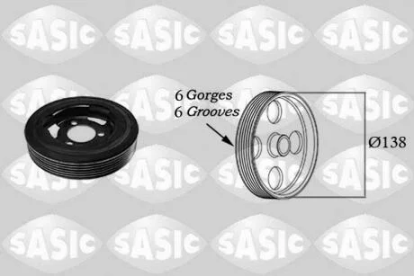 Шків колінвалу PSA C3, C3 Picasso, C4, C4 Picasso, C5, C5 Aircross, Berlingo, DS3, DS4, DS5, 207, 208, 2008 SASIC 2156025