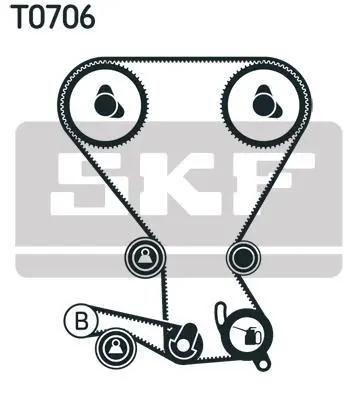 Комплект ГРМ (ремінь + ролик) HYUNDAI H-1, H-1 / STAREX, H-1 TRAVEL, SANTA FÉ I, SONATA IV KIA SORENTO I 2.4 06.97- SKF VKMA 95959 (фото 1)