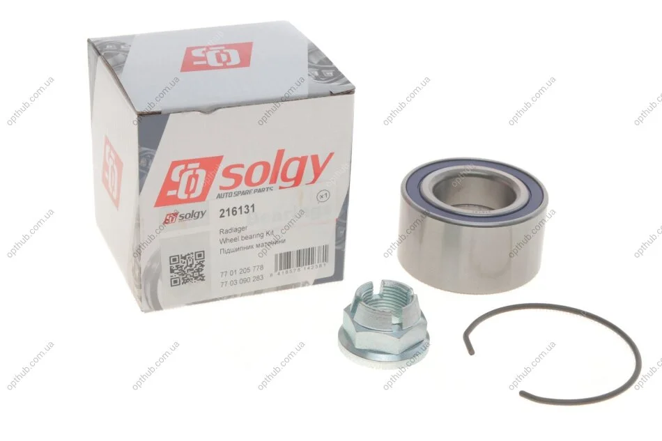 Підшипник маточини (передньої) Renault Clio 98- (35x65x35) (к-кт) SOLGY UA63 Solgy 216131 (фото 1)