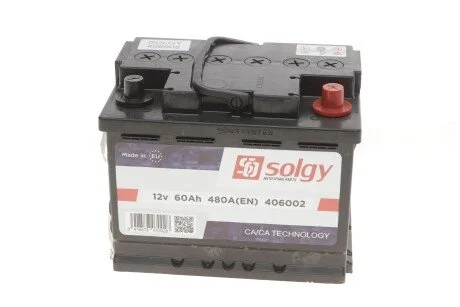 Акумуляторна батарея 60Ah/480A (242x175x190/+R) SOLGY UA63 Solgy 406002