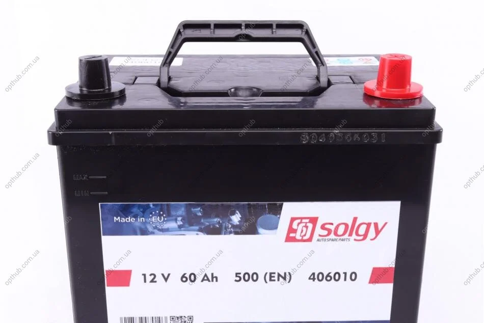 Акумуляторна батарея 60Ah/500A (230x172x222/+R) Азія SOLGY UA63 Solgy 406010 (фото 1)