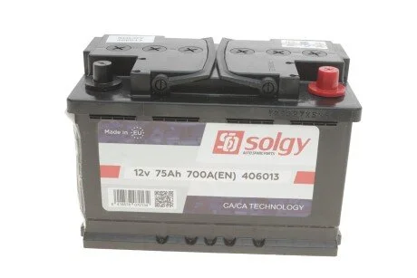 Акумуляторна батарея 75Ah/700A (278x175x190/+R) SOLGY (opt-om) Solgy 406013