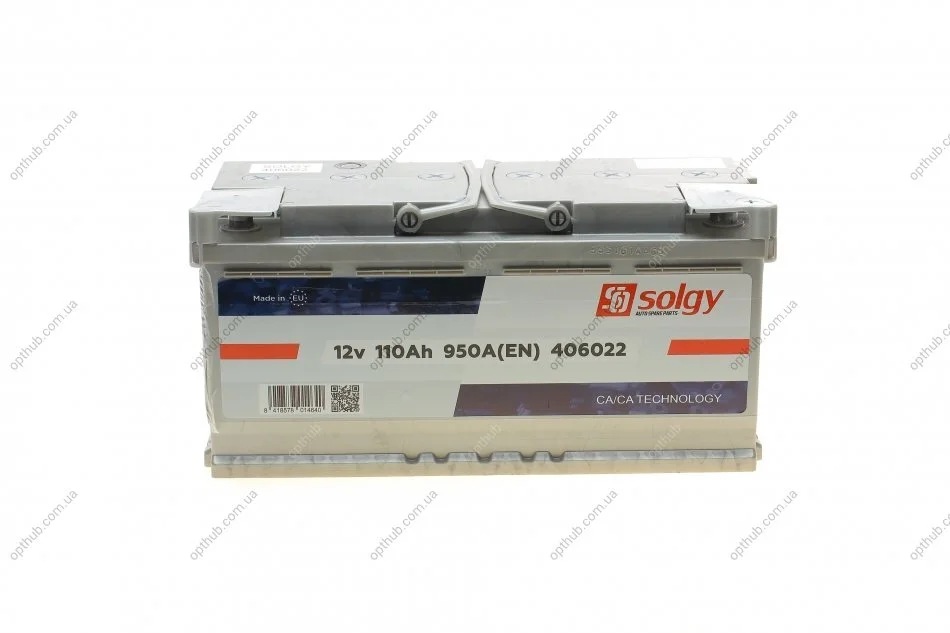 Акумуляторна батарея 110Ah/950A (395x175x190/+R) SOLGY (opt-om) Solgy 406022 (фото 1)