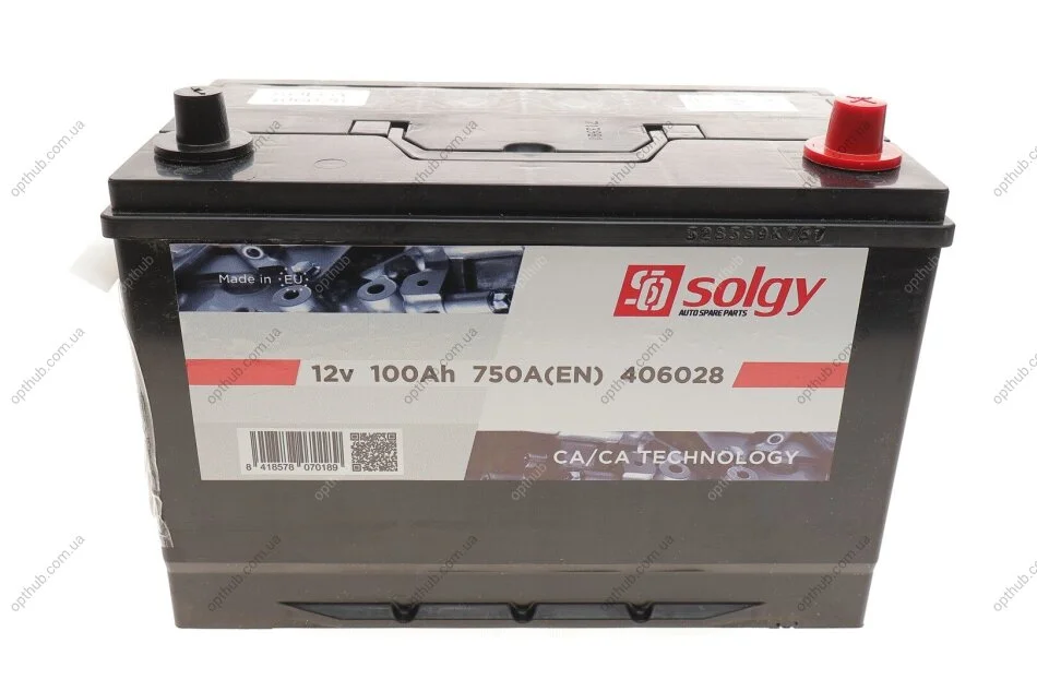 Акумуляторна батарея 100Ah/750A (303x175x227/+R/B01) (Азія) SOLGY UA63 Solgy 406028 (фото 1)