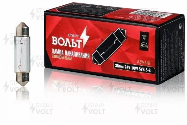 Лампа розжарювання 24V C10W 10W T11x38 SV8.5-8 (38мм) салон (кратно 10) StartVOLT Startvolt VLSV8509 (фото 1)