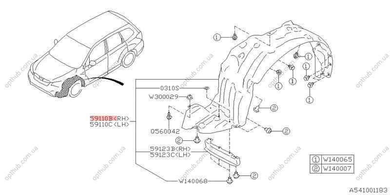 Підкрилок SUBARU 59110SG021 (фото 1)
