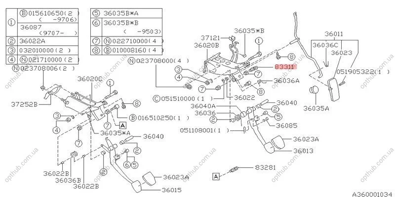 Перемикач гальма/стоп сигнал SUBARU 83370AA001 (фото 1)