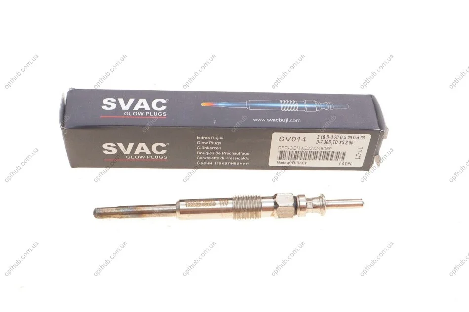 Свеча накаливания BMW 3 (E46)/5 (E39)/7 (E38)/X5 (E53)/Opel Omega B 2.0CDTi/2.5DTI/3.0D 98-05 (opt-om) SVAC SV014 (фото 1)