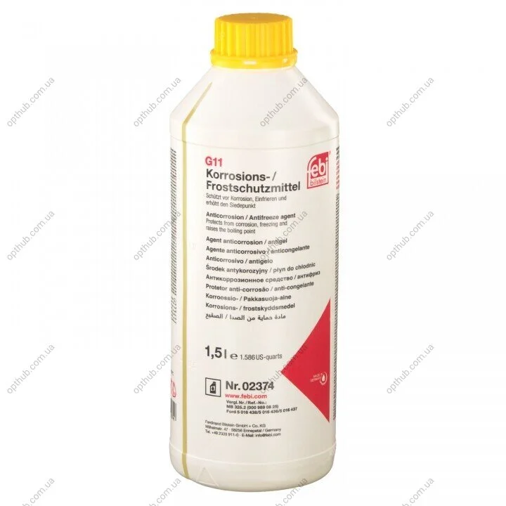 Концентрат охолоджуючий G11 02374/1.5L АНТИФРИЗ 1.5L ЗЕЛЁНО-ЖЁЛТЫЙ КОНЦЕНТРАТ (G11 / MB 325.2) -ua SWAG 99 90 2374 (фото 1)