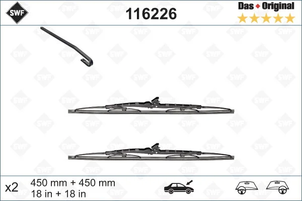 Щітка склоочисника К-Т КАРКАСНЫЙ (450+450) SWF 116226 (фото 1)