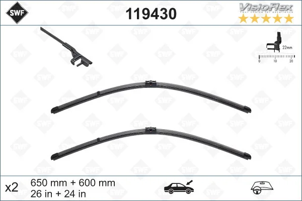 Щітка склоочисника К-Т БЕСКАРКАСНЫЙ VISIOFLEX (650+600) -ua SWF 119430 (фото 1)