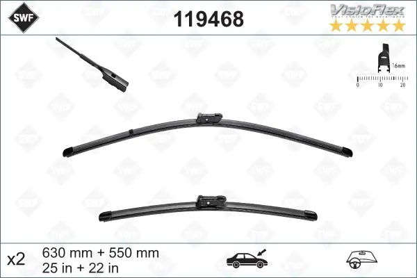 Щітка склоочисника К-Т БЕСКАРКАСНЫЙ VISIOFLEX / 630/550 MM / LHD -ua SWF 119468 (фото 1)