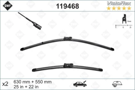 Щітка склоочисника К-Т БЕСКАРКАСНЫЙ VISIOFLEX / 630/550 MM / LHD -ua SWF 119468