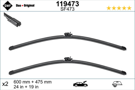 Щітка склоочисника К-Т БЕСКАРКАСНЫЙ VISIOFLEX / 600/475 MM / LHD / MERCEDES A-CLASS 08/2015 -> -ua SWF 119473