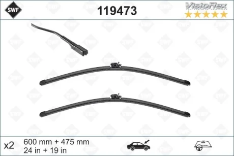 Щітка склоочисника К-Т БЕСКАРКАСНЫЙ VISIOFLEX / 600/475 MM / LHD / MERCEDES A-CLASS 08/2015 -> -ua SWF 119473