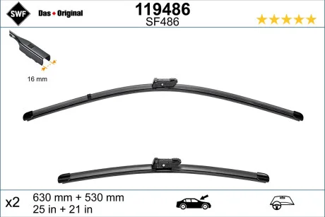 Щітка склоочисника К-Т БЕСКАРКАСНЫЙ VISIOFLEX / 630/530 MM / LHD / SKODA KODIAQ (NS7) -ua SWF 119486