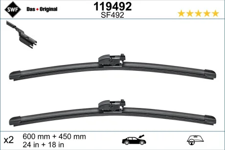 Щітка склоочисника К-Т БЕСКАРКАСНЫЙ VISIOFLEX / 600/450 MM / LHD / MAZDA 6, MAZDA CX-5 -ua SWF 119492