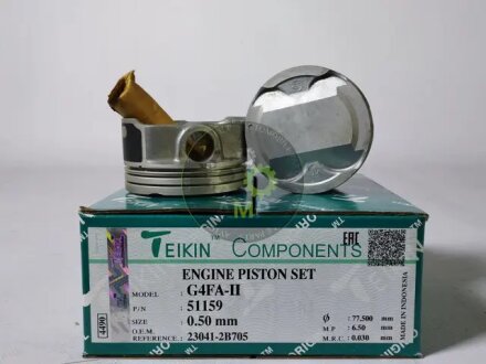 Поршень ДВС 0.5 (4ед.+пальцы) Hyundai Solaris (14-), KIA Rio (11-) (G4FA-II) 1.4 DOHC MPI (51159-050) TEIKIN 51159050