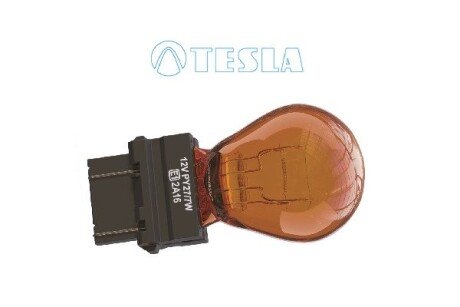 Лампа накаливания 12V PY27/7W 27/7W WX2,5x16q AMBER желтая (кратно 10) TESLA B77321