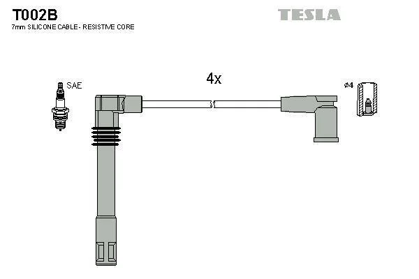 Провода высоковольтные (к-кт) SKODA OCTAVIA I 1.8i BLATNA TESLA T002B (фото 1)