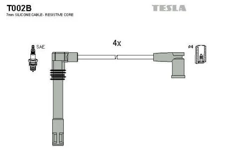 Провід високовольтні (к-кт) SKODA OCTAVIA I 1.8i BLATNA TESLA T002B