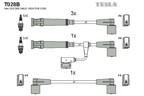 Комплект кабелів запалювання TESLA T028B