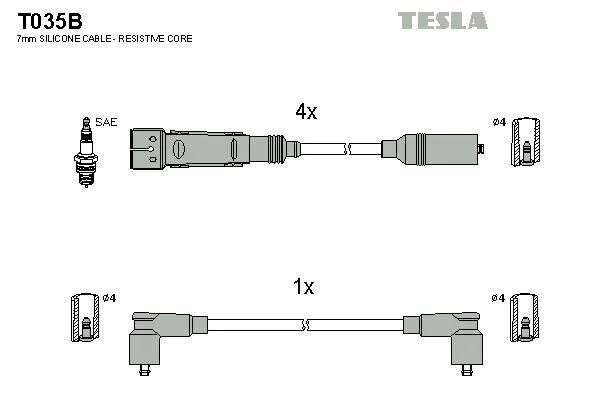 Комплект кабелів високовольтних | OE: 803998031 059998031 SEAT VW -ua TESLA T035B (фото 1)