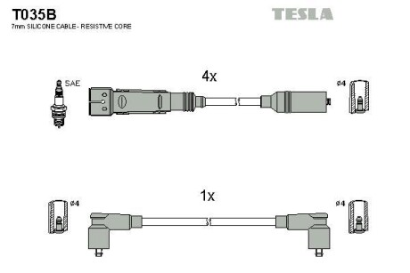 Комплект кабелей высоковольтных | OE: 803998031 059998031 SEAT VW TESLA T035B
