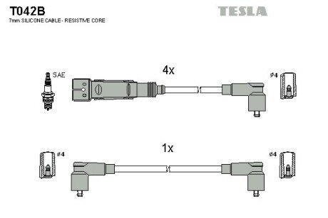 Комплект кабелів запалювання TESLA T042B