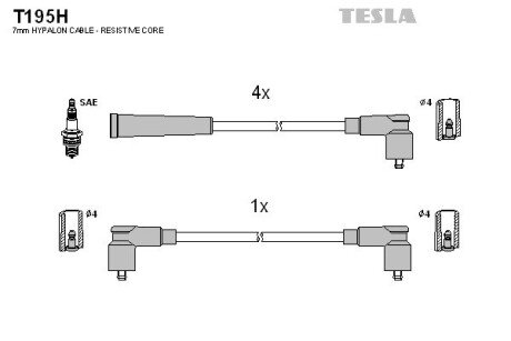 Комплект кабелів запалювання TESLA T195H