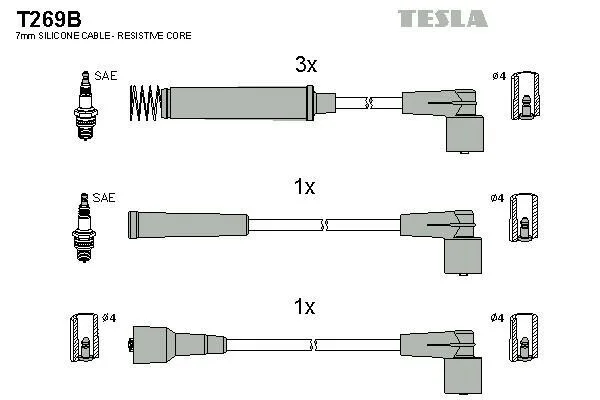 Комплект кабелей высоковольтных | OE: 1612541 90442406 ASTRA F 1.4 TESLA T269B (фото 1)