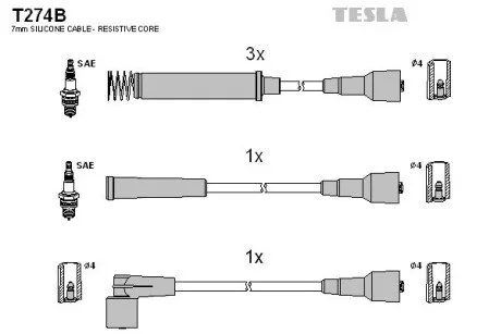 Комплект кабелів запалювання TESLA T274B