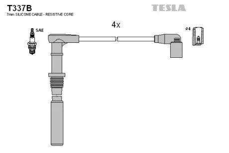 Комплект кабелів запалювання TESLA T337B