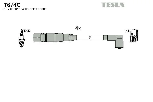 Комплект кабелів високовольтних -ua TESLA T674C (фото 1)