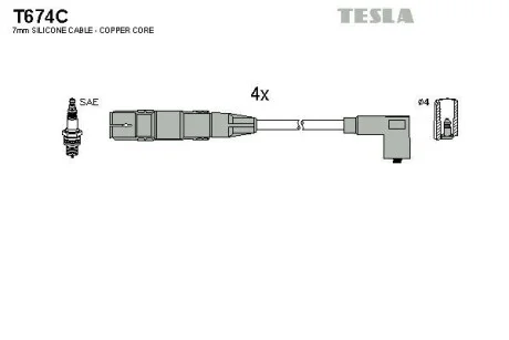Комплект кабелів високовольтних -ua TESLA T674C