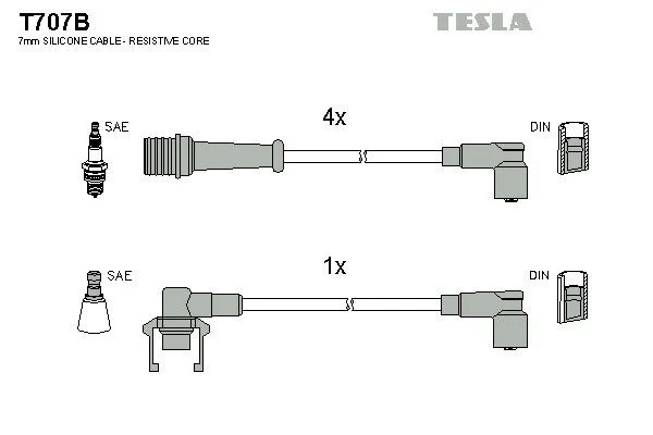 Комплект кабелей зажигания TESLA T707B (фото 1)