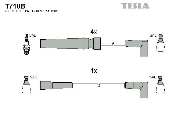 Провода свічкові Нескія 1,5 16V/Есперо (силікон) Tesla TESLA T710B (фото 1)
