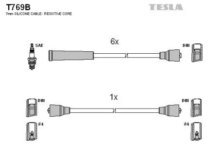 Комплект кабелів запалювання TESLA T769B