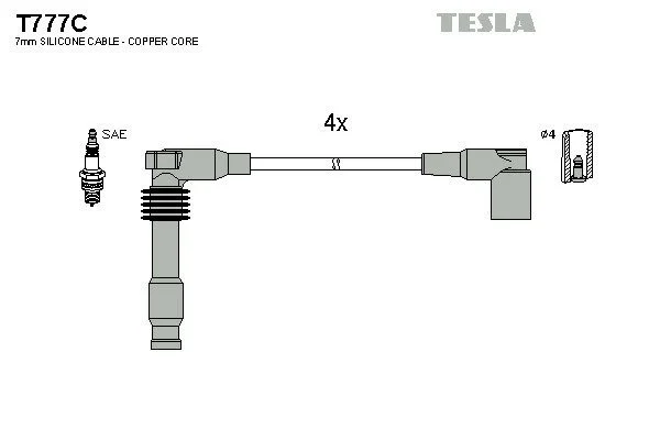 Провід свічкові Лачетти 1,8 (силікон) Tesla TESLA T777C (фото 1)