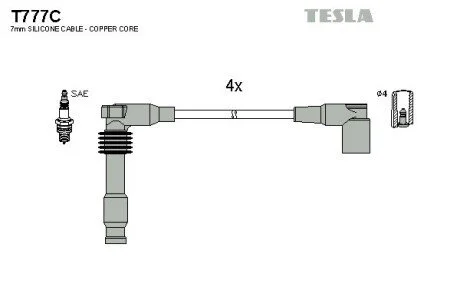Провід свічкові Лачетти 1,8 (силікон) Tesla TESLA T777C
