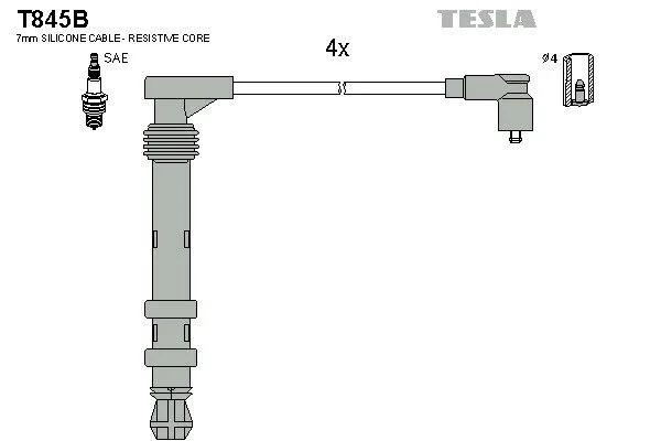 Комплект кабелей зажигания TESLA T845B (фото 1)