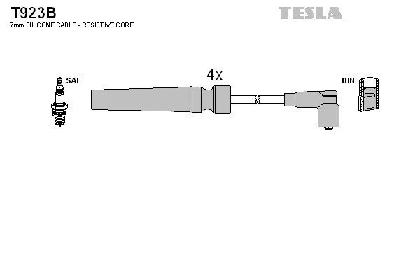 Провід свічкові Лачетти 1,6 (силікон) Tesla TESLA T923B (фото 1)